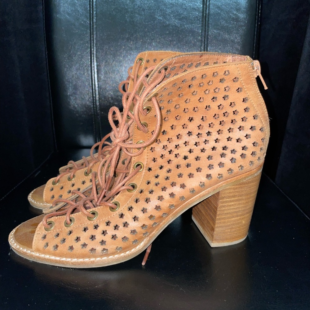 Jeffrey Campbell cognac leather booties